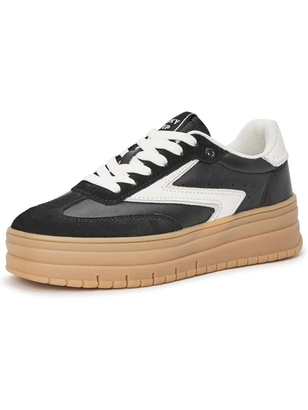 🆕Women's Black White Platform Sneakers Gum Thick Sole Tennis Walking Shoes